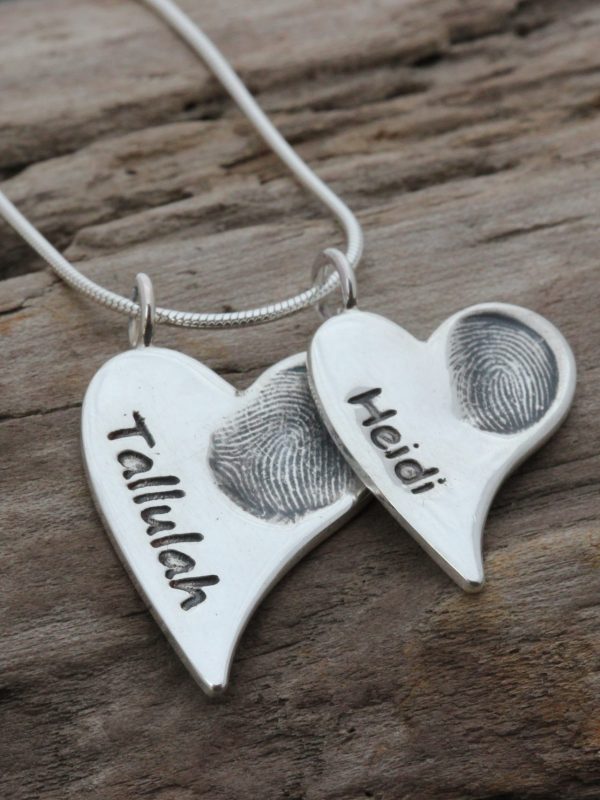 Squishy heart fingerprint duo pendant