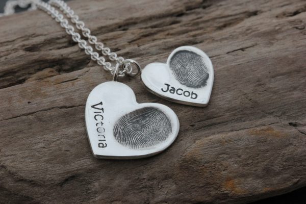 Fingerprint Duo heart pendant