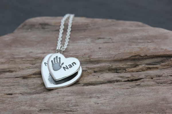 Handprint and fingerprint duo pendant