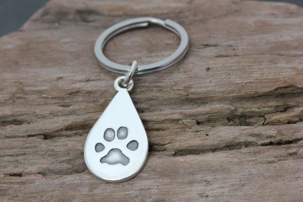 Dewdrop paw print keyring