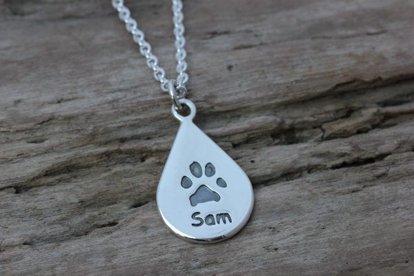 Dewdrop paw print pendant