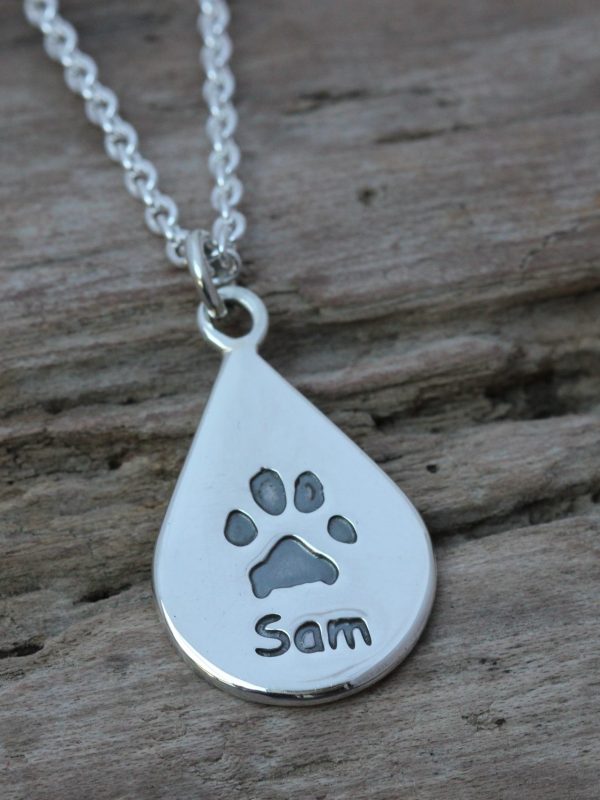 Dewdrop paw print pendant