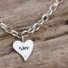 Sterling silver Squishy heart personalised paw print charm bracelet back