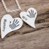 Silver Squishy heart handprint duo pendant separate