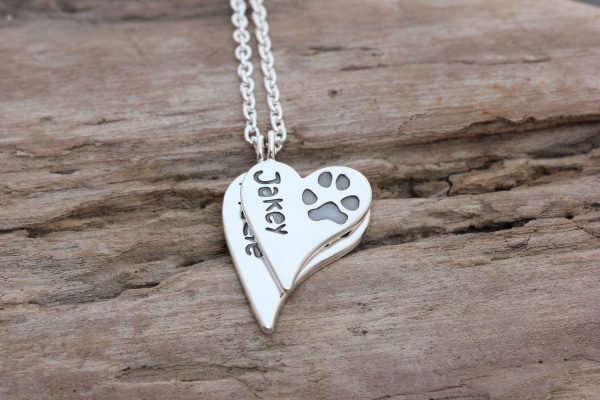Squishy Heart Paw Print Duo Pendant