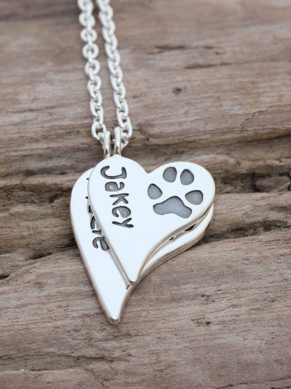 Squishy Heart Paw Print Duo Pendant