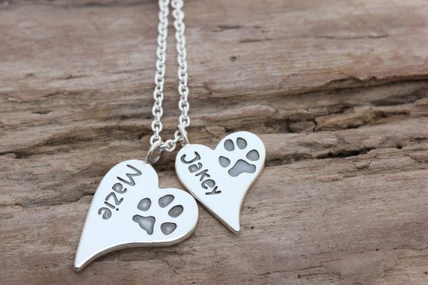Squishy Heart Paw Print Duo Pendant