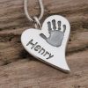Medium Squishy hp Silver Squishy Heart personalised handprint pendant