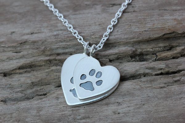 Paw print Duo hearts Heart Paw Print Duo pendant