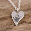 Small squishy Silver Squishy Heart handprint pendant