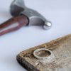 Square wire ring, glitter hammered texture, jewellery making wokshop