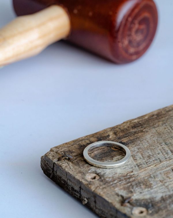 Square wire ring, plain finish, jewellery making workshop