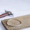 D-profile bangle, line hammered texture, workshop