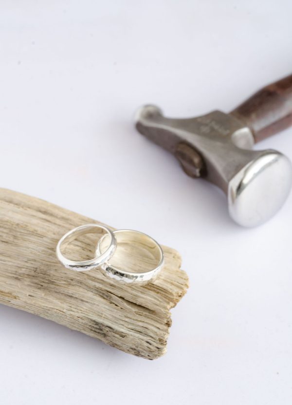 Silver couples glitter hammered ringsring Silver couples glitter hammered rings